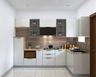 White Contemporary L-Shaped Kitchen Design with Granite Countertop