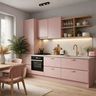 Rose Granium Contemporary Straight Kitchen Design with Quartz Countertop
