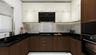Modern Walnut Bronze U-Shaped Kitchen Design with Granite Countertop