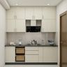 Champagne Modern Parallel Kitchen Design with Granite Countertop Storage
