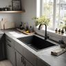 Black Matte Single Bowl Kitchen Sink Design with Modern Finish