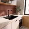 Top Mount Kitchen Sink Design with Matte Black Single Bowl