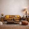 Industrial Living Room Design with 3-Seater Brown Sofa and Accent Chair