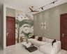 Contemporary Muted Olive Botanical Accent Wall Paint Design for Living Room