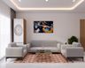 Contemporary Living Room Design with Channel Tufted Sofa and Armchairs