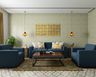 Traditional Living Room Design with Blue 3-Seater Sofa and Armchairs