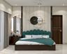 Contemporary Master Bedroom Design with Teal Tufted Headboard King Bed