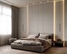 Minimal Master Bedroom Design with Upholstered Bed and Floating Nightstands