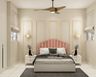 Contemporary Master Bedroom Design with Scalloped Headboard and Storage Bed