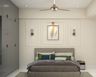 Contemporary Master Bedroom Design with Matte Grey Wardrobe and Queen Bed
