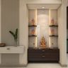 Minimal Wall Mounted Pooja Design with Marble Backlit Display