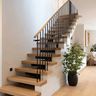 Modern L-Shaped Staircase Design with Wooden Finish