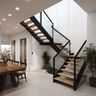 Contemporary Staircase Design with L-Shaped Layout and Glass Railing