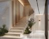 Modern Marble and Glass Staircase Design with L-Shaped Layout