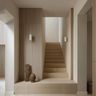 Modern Straight Staircase Design with Wooden Structure