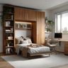 Space Saving Design with Foldable Wall Bed and Storage Cabinet