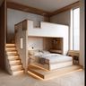 Scandinavian Kids Bedroom Design with Loft Bed and Study Desk