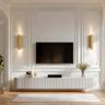 White Modern TV Unit Design with Ribbed Storage Console