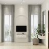 Modern White Master Bedroom TV Unit Design with Floating Console