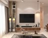 Walnut Bronze Contemporary TV Unit Design with Glass Storage