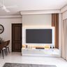 Glossy Grey Modern TV Unit Design with Marble Panel