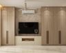 White Contemporary TV Unit Design with Storage Wardrobes and Media Console