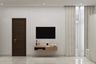 Minimal TV Unit Design with Warm Walnut Matte Finish and Floating Drawer