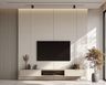 Ivory and Acacia Minimal TV Unit Design with Floating Cabinet