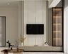 Modern TV Unit Design with Glass Tall Unit and Drawer Storage