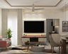 Contemporary TV Unit Design with Ivory and Walnut Finish and Floating Drawer