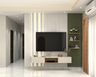 Modern TV Unit Design with Vertical Striped Accent and Matte Finish