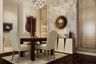 Contemporary Dining Room Wall Design Featuring Gold Textured Panels