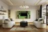 Contemporary Living Room Wall Paint Design with Ivory Panelled Accent Wall