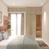 Contemporary 3-Door Swing Wardrobe Design with Cream Matte Finish