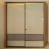 Modern Grey and White Sliding Wardrobe Design with Lacquered Glass Shutters
