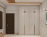 Modern 4-Door Beige Swing Wardrobe Design with Full Height Storage