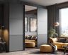 Contemporary 3-Door Grey Sliding Wardrobe Design with Space Saving Doors