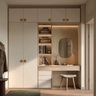 Ivory 2-Door Contemporary Swing Wardrobe Design with Integrated Study Unit