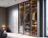7-Door Grey and Glass Modern Swing Wardrobe Design with Integrated Lighting