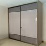 2-Door Modern Sliding Wardrobe Design in Grey and White Lacquered Glass