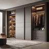 Contemporary 3-Door Taupe Sliding Wardrobe Design with Matte Finish