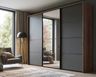 Modern 3-Door Sliding Wardrobe Design with Dark Grey Minimal Finish