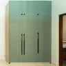 Contemporary 3-Door Swing Wardrobe Design in Green Matte Finish and Black handles