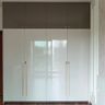 4-Door Modern White and Grey Swing Wardrobe Design in High Gloss Finish