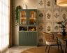 Crockery Unit Design with Green and Acacia Trim