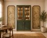 Crockery Unit Design with Green Glass Display Doors