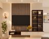 TV Unit Design with Pull Out Drawers and Open AV Shelves