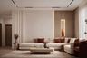 Contemporary Living Room Wall Design with Beige Ribbed Paneling