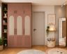 Cajun Swing Wardrobe Design with Open Unit and Cane Infill