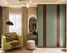Green Swing Wardrobe Design with Vanity Unit